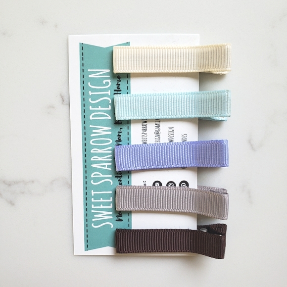 Grosgrain ribbon girls alligator hair clips, set of 5, no slip grip lined NWT - Picture 2 of 6